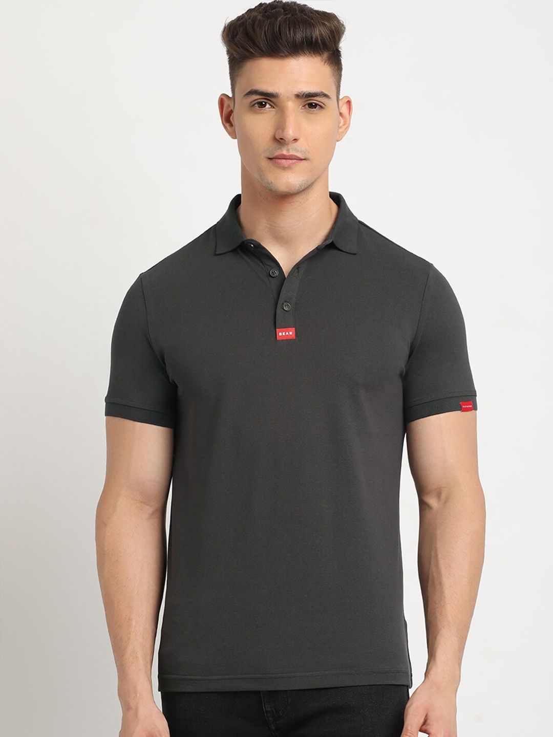 THE BEAR HOUSE Polo Collar Short Sleeves Slim Fit T-shirt