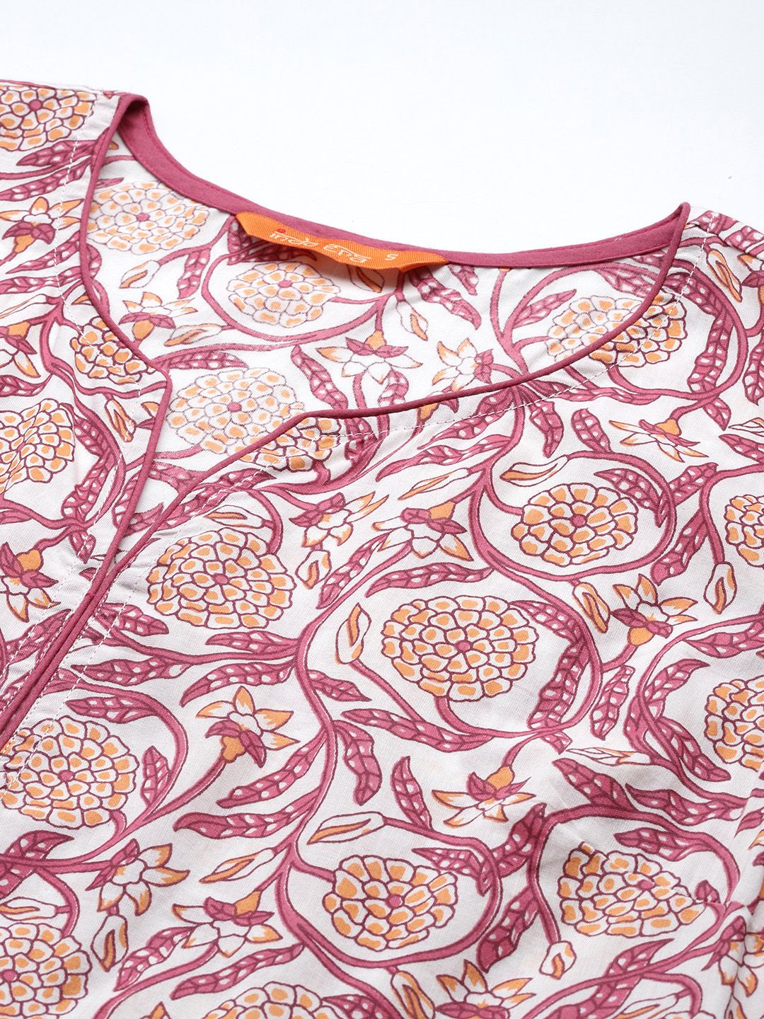 Indo Era Women Floral Printed Pure Cotton Anarkali Kurta