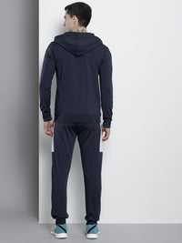 The Indian Garage Co Men Navy Blue Striped Sweatshirt with Joggers