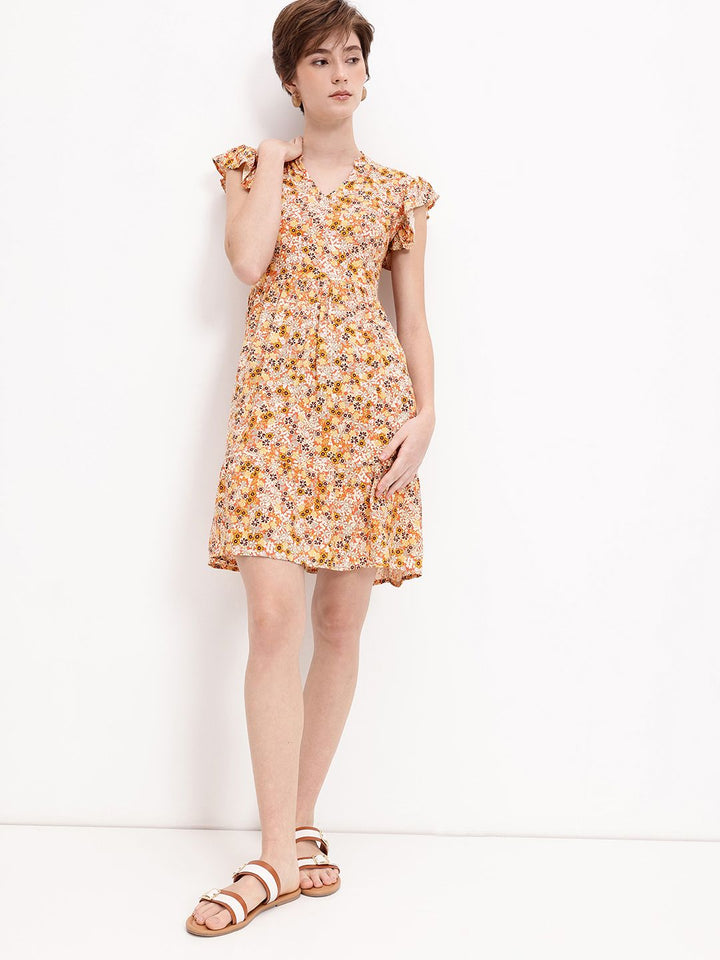 DressBerry Whispering Flutters Autumnal Garden Fit-N-Flow Dress