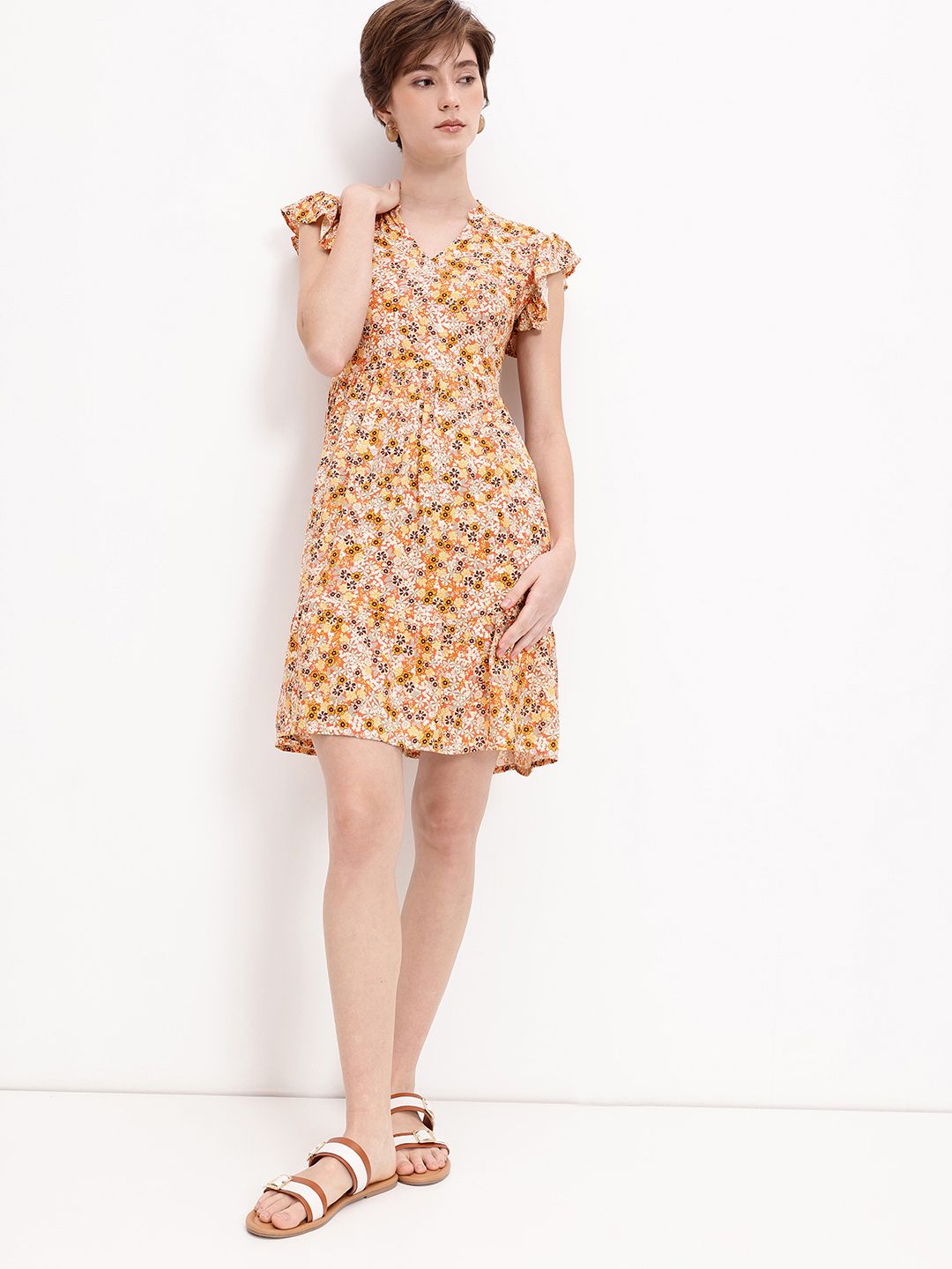 DressBerry Whispering Flutters Autumnal Garden Fit-N-Flow Dress