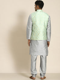 SOJANYA Men Woven Design Kurta with Churidar with Nehru Jacket