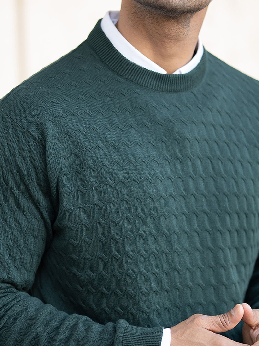 Powerlook Men Self-Design Pullover Sweater