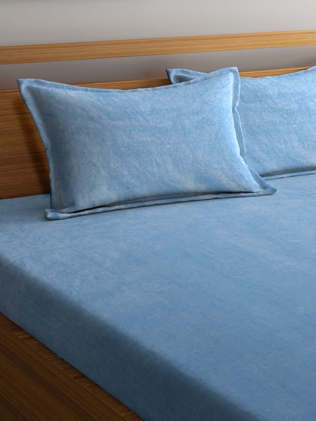 KLOTTHE Biru Bulu 300 TC Dilengkapi Cadar King Halus dengan 2 Sarung Bantal-98 x 87 inci