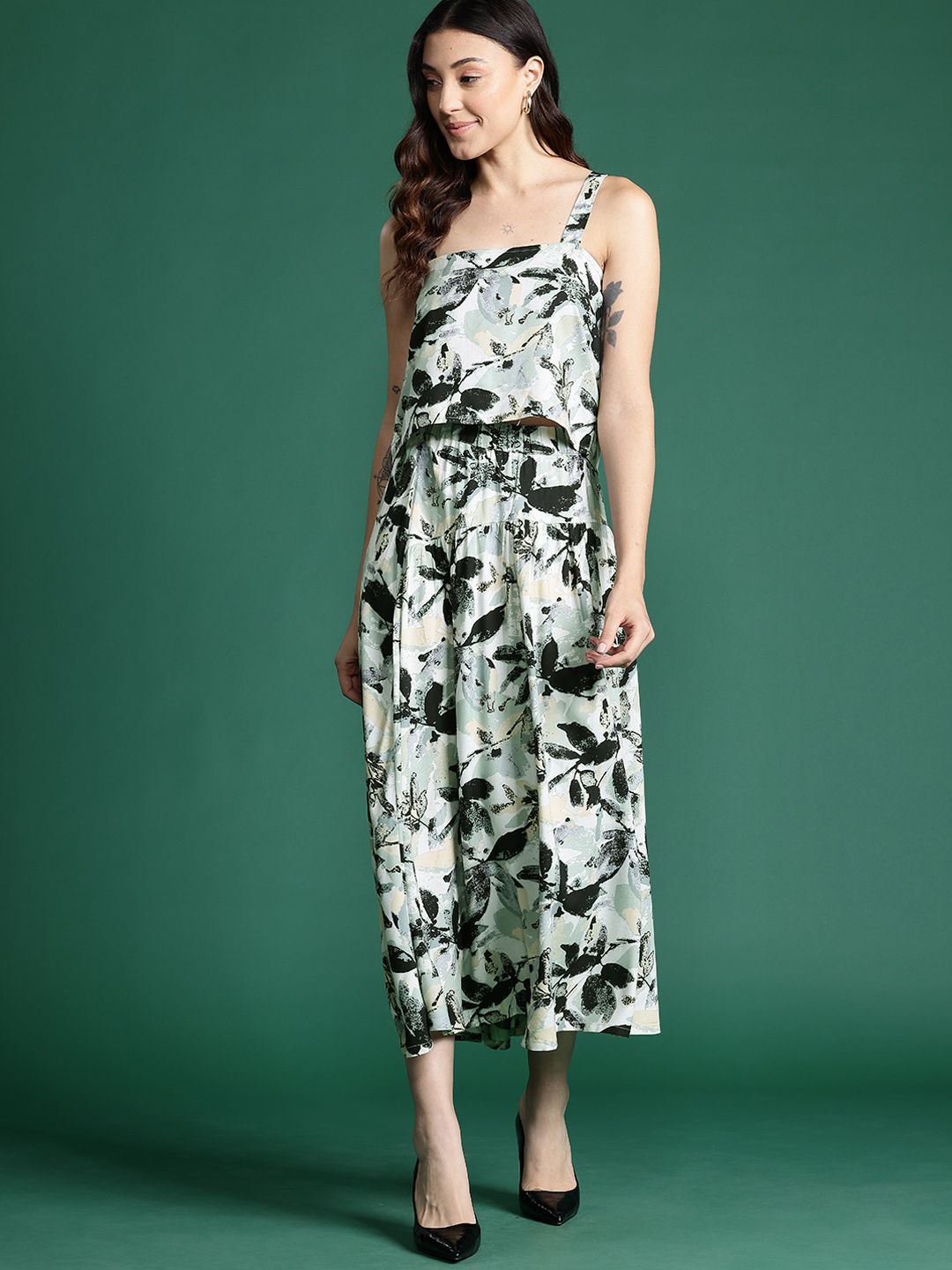DressBerry Printed Top With Skirt