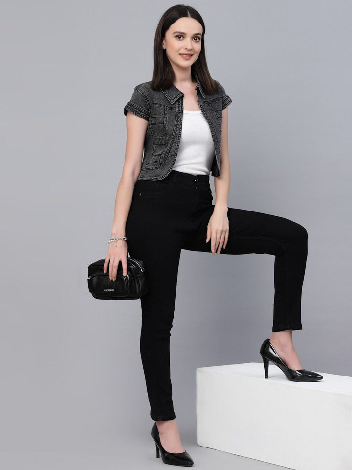 Style Quotient Women Cotton Crop Denim Shrug