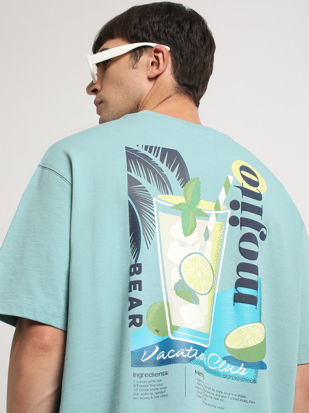 THE BEAR HOUSE Graphic Printed Round Neck Cotton Oversized T-shirt