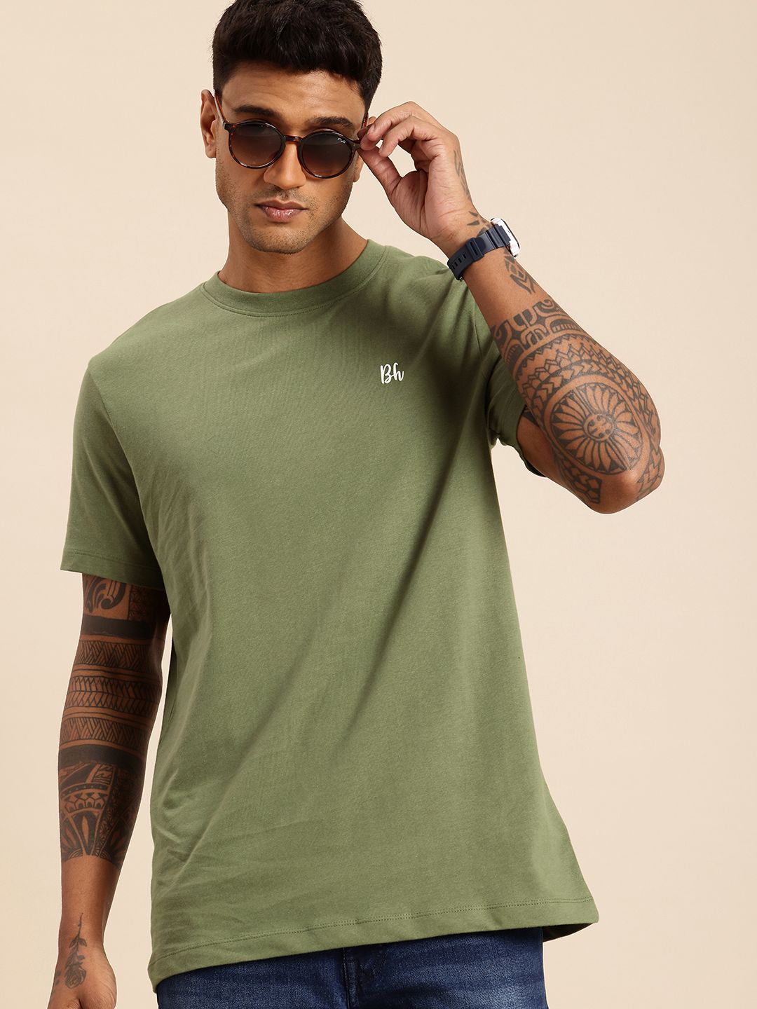 Being Human Pure Cotton Drop-Shoulder Sleeves Relaxed Fit T-shirt