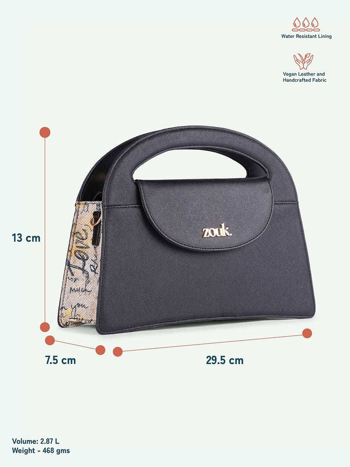 ZOUK Printed Structured Sling Bag with Applique