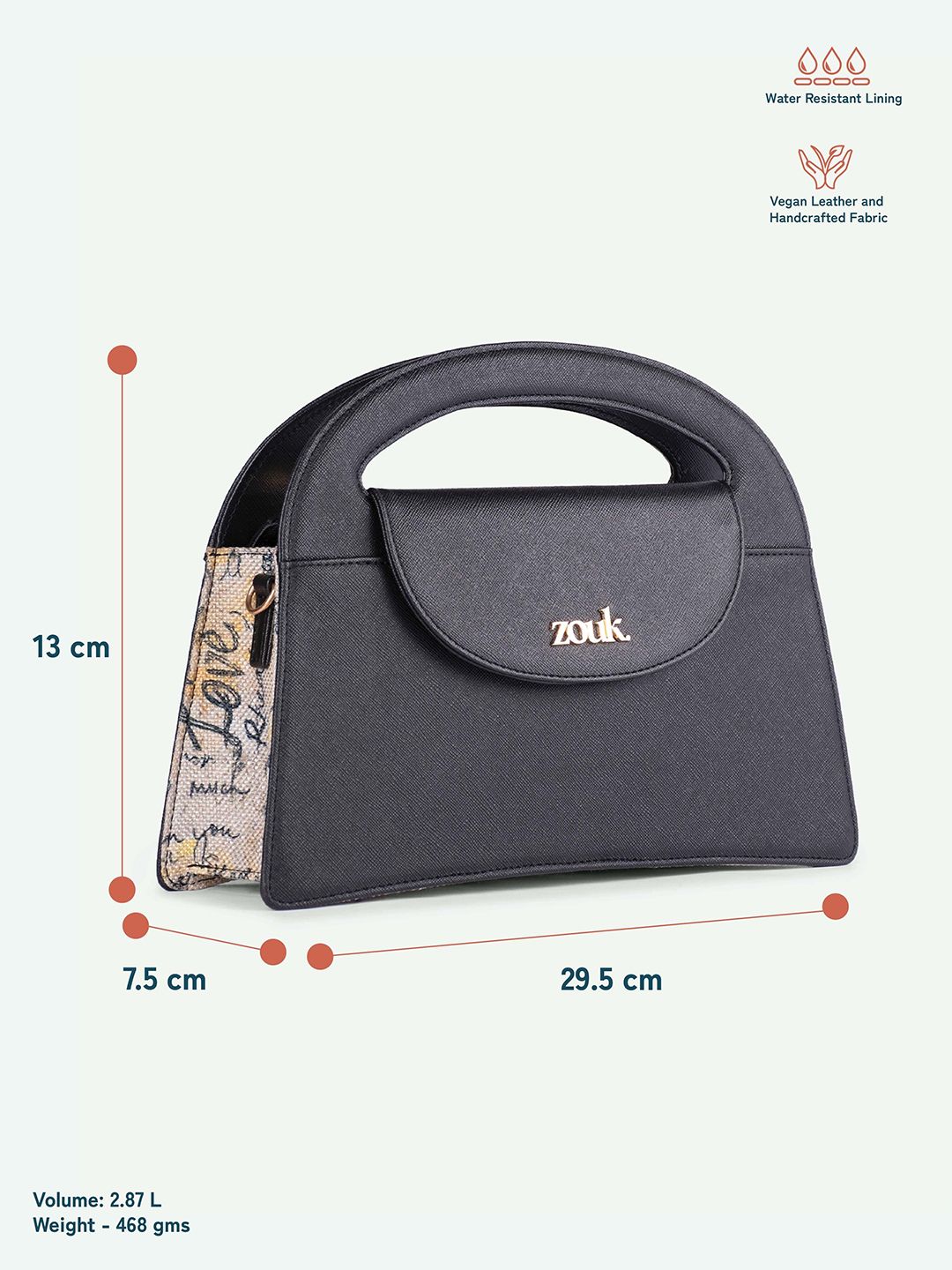ZOUK Printed Structured Sling Bag with Applique
