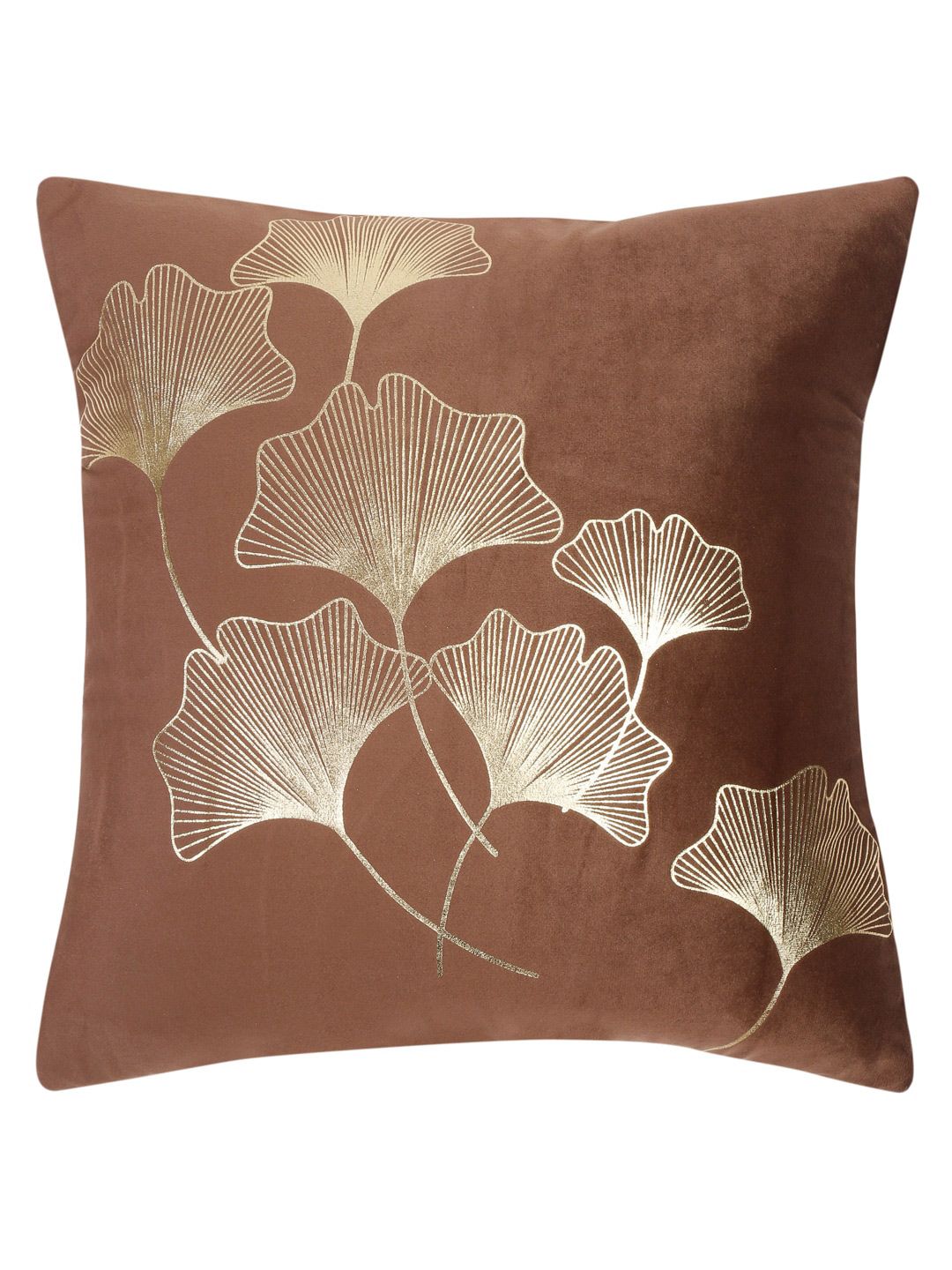 HOSTA HOMES Brown & Gold Set of 5 Floral Velvet Square Cushion Covers