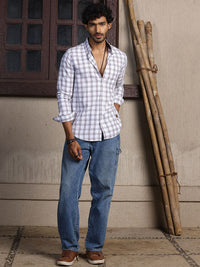 Thomas Scott Standard Slim Fit Tartan Checks Pure Cotton Casual Shirt