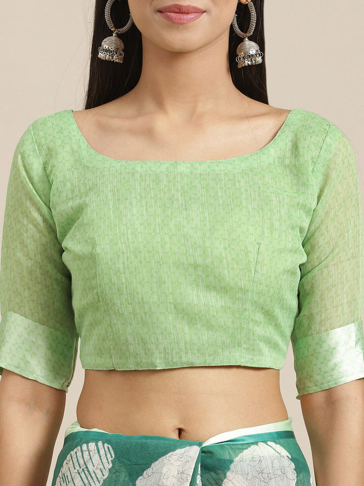 Saree mall Green & Grey Silk Cotton Sarees