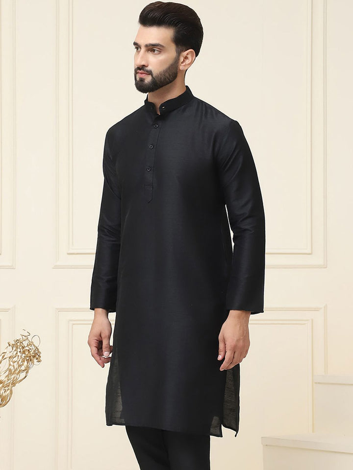 SOJANYA Lelaki Hitam Solid Kurta Lurus