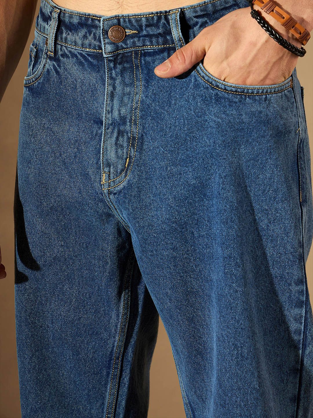 DENNISON Men Smart Baggy Fit Clean Look Cotton Jeans