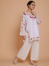 HOUSE OF KARI Floral Embroidered Notch Neck Cotton Straight Kurta