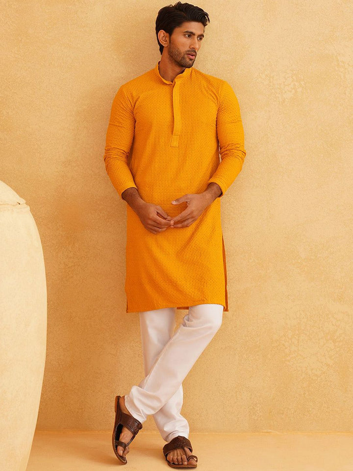 SOJANYA Geometric Embroidered Regular Pure Cotton Straight Kurta With Churidar