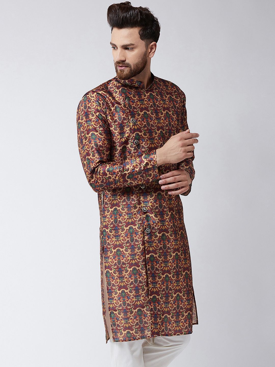 SOJANYA Men Multicoloured Printed Straight Kurta
