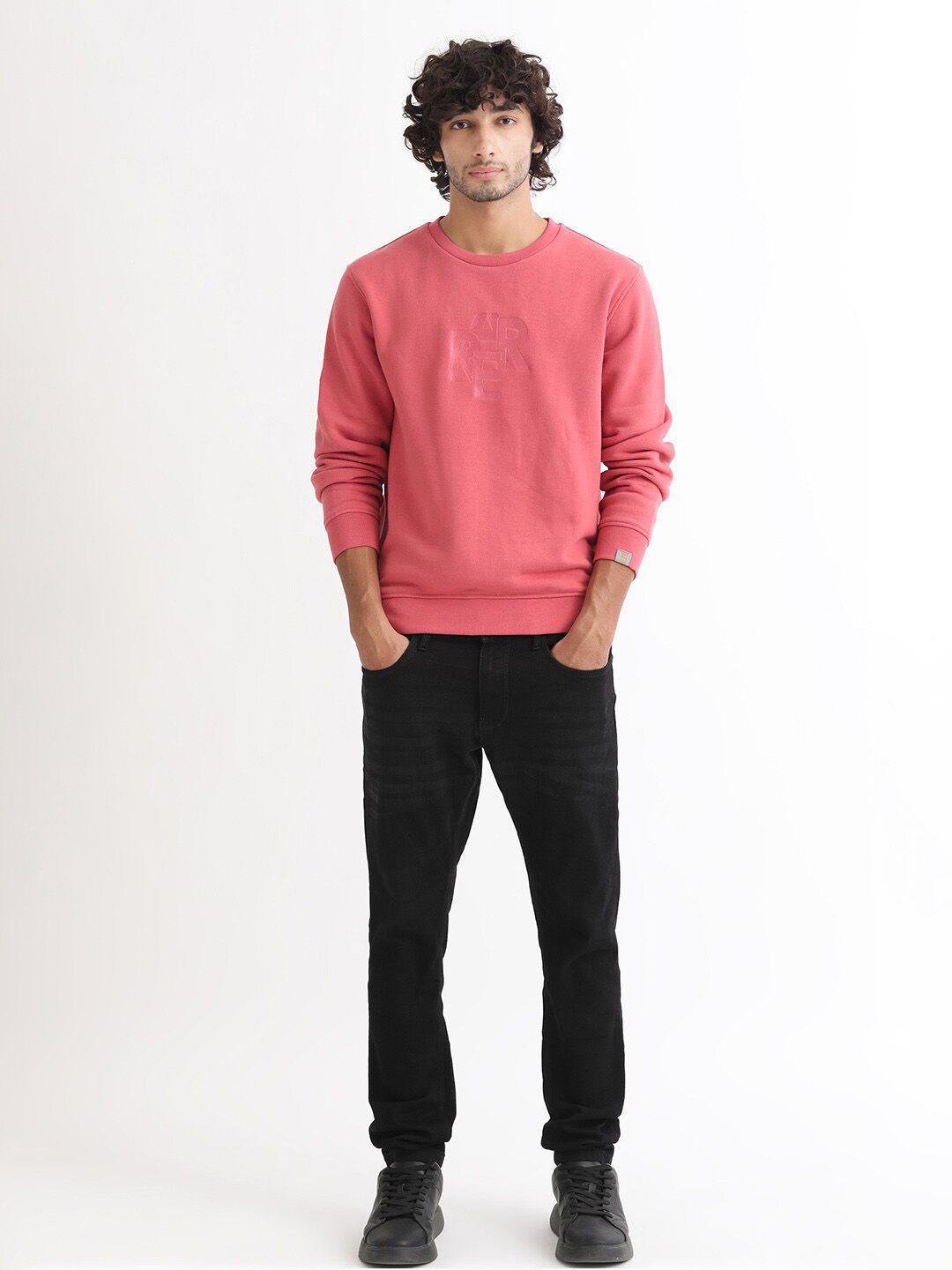 RARE RABBIT Men Verano Round Neck Cotton Sweatshirt