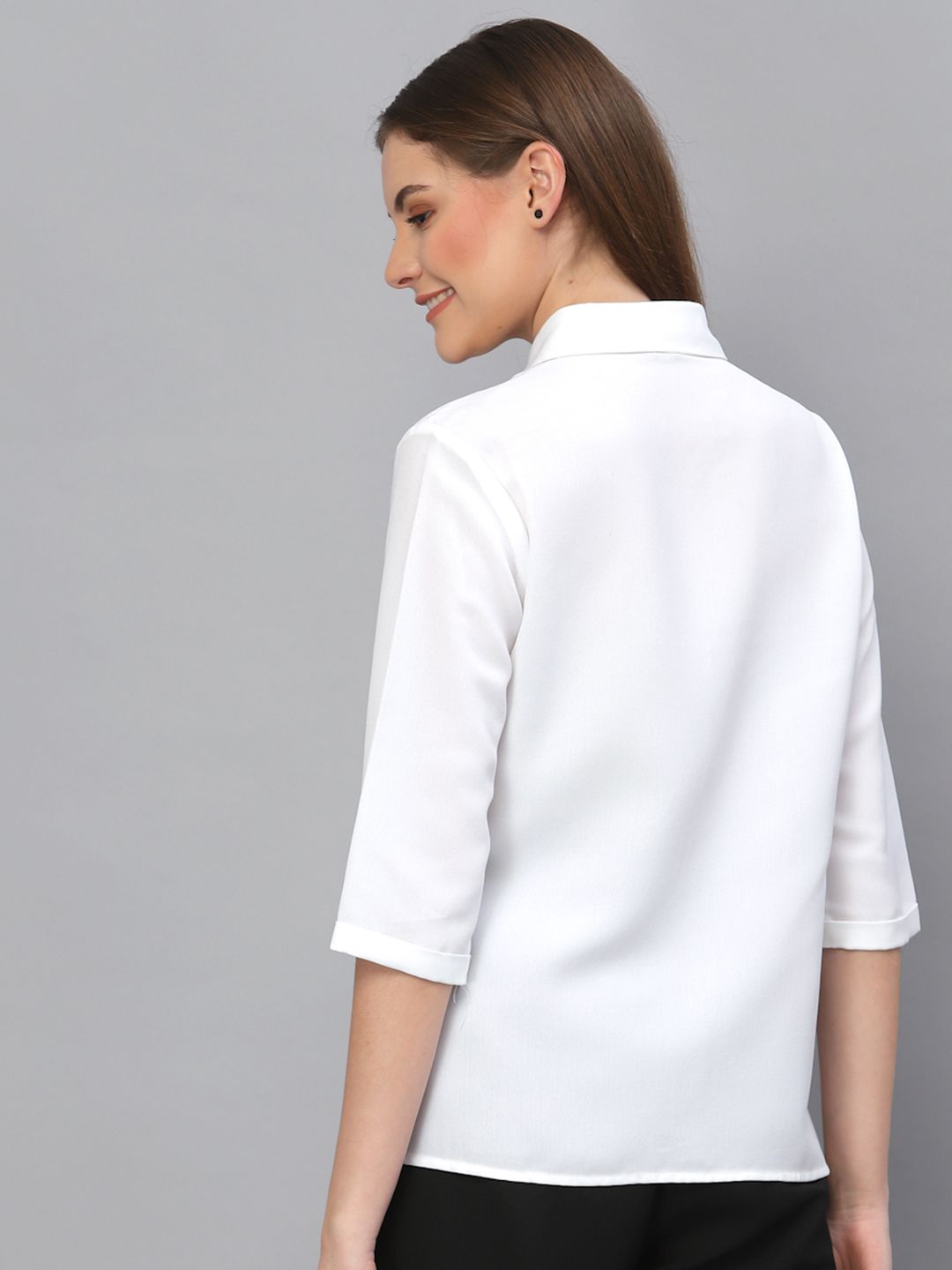 Style Quotient Women White Solid Formal Shirt