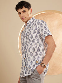 DENNISON Semi Sheer Block Printed Oversized Casual Shirt