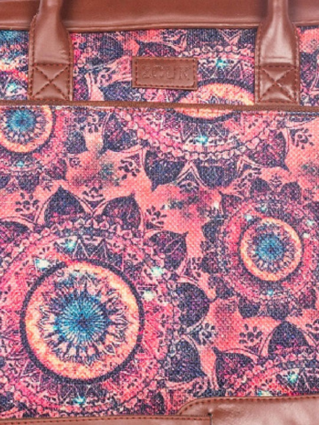 ZOUK Unisex Magenta & Blue Printed Vegan Leather 16 Inch  Laptop Bag