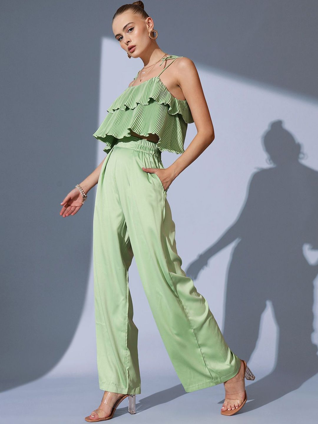 STREET 9 Pleated Shoulder Strap Top With Trouser Co-Ords