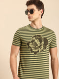 Being Human Pure Cotton Striped Applique T-shirt