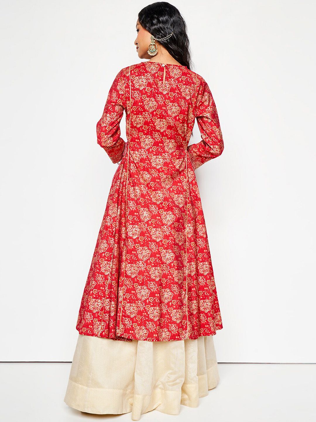 Global Desi Floral Printed Thread Work Anarkali Kurta