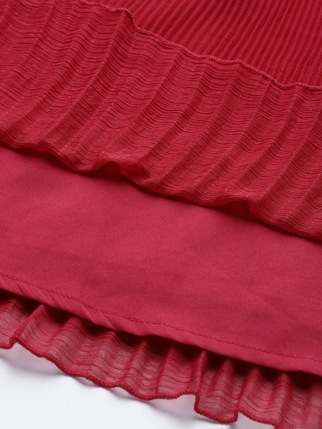 Antheaa Embellished Pleated Chiffon A-Line Top