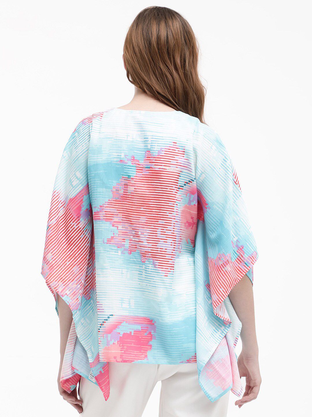 RAREISM Arial Abstract Print Extended Sleeves Linen Kaftan Top