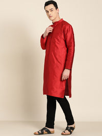 SOJANYA Lelaki Red Woven Design Straight Kurta