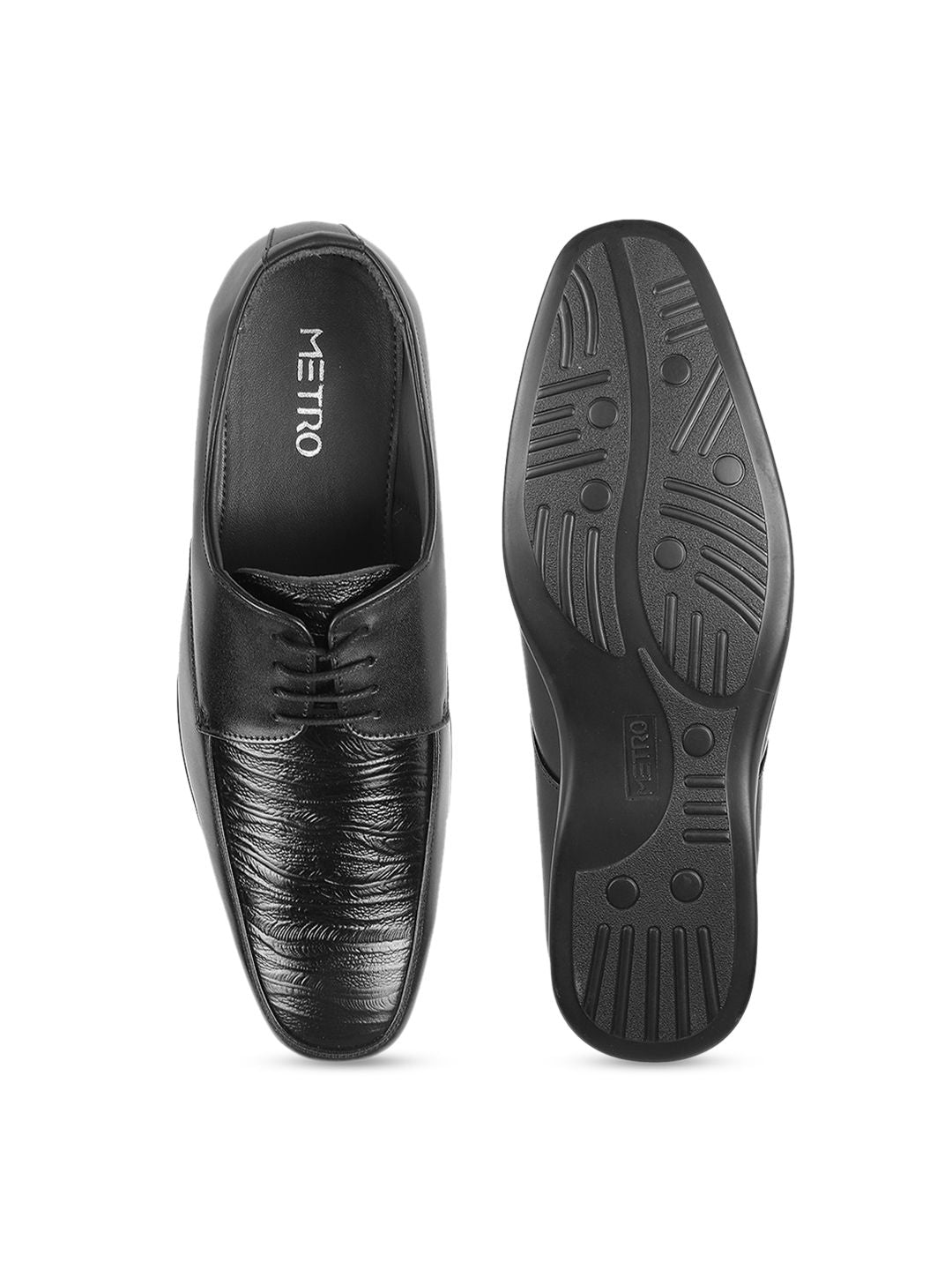 Metro Men Textured Leather Formal Derbys