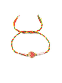 NVR Unisex Set of 2 Religious Multicolor Artificial Stones Thread Rakhi With Roli Chawal
