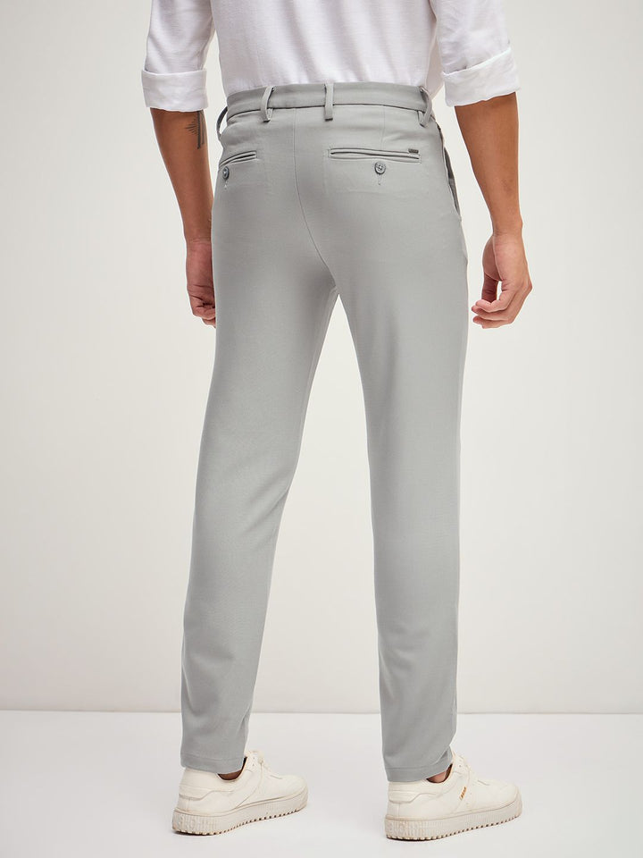 THE BEAR HOUSE Men Solid 4 Way Stretch Formal Trouser