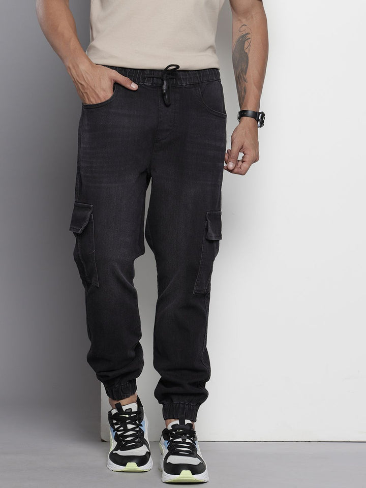 The Indian Garage Co Men Light Fade Stretchable Cargo Style Joggers