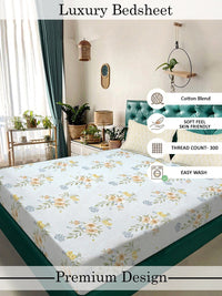 Myntra Elegant Homes White Floral 300 TC King Cadar dengan 2 Sarung Bantal