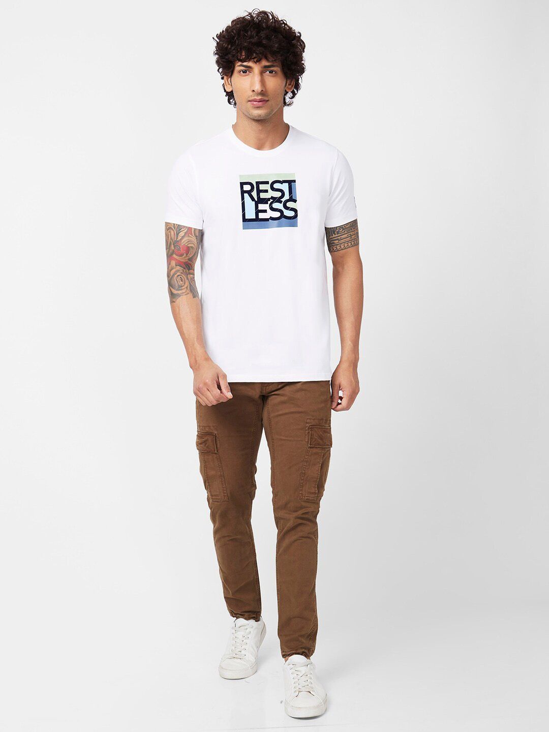 SPYKAR Typography Printed Slim Fit Cotton T-shirt