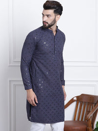 SOJANYA Kurta Kapas Tulen Kolar Mandarin Dihiasi