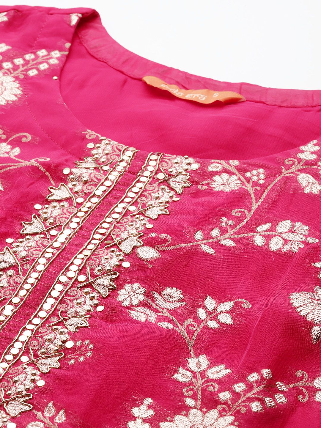 Indo Era Women Floral Embroidered Kurta With Trousers & Dupatta