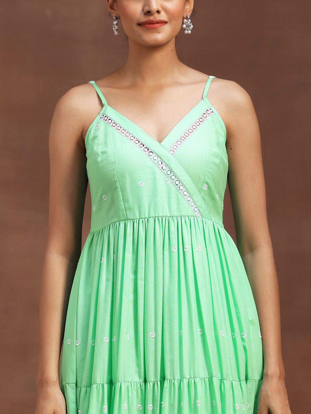 Libas Shoulder Strap Thread Work Pure Cotton Kurta with Trousers