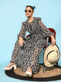 STREET 9 Women Classy Black Printed Dress