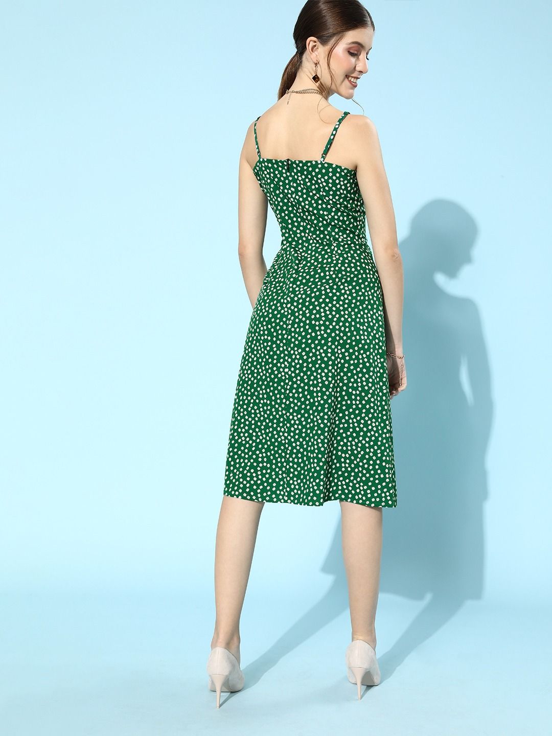 Berrylush Women Gorgeous Green Floral Dress