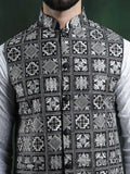 SOJANYA Jaket Tenun Nehru Lelaki Sulam