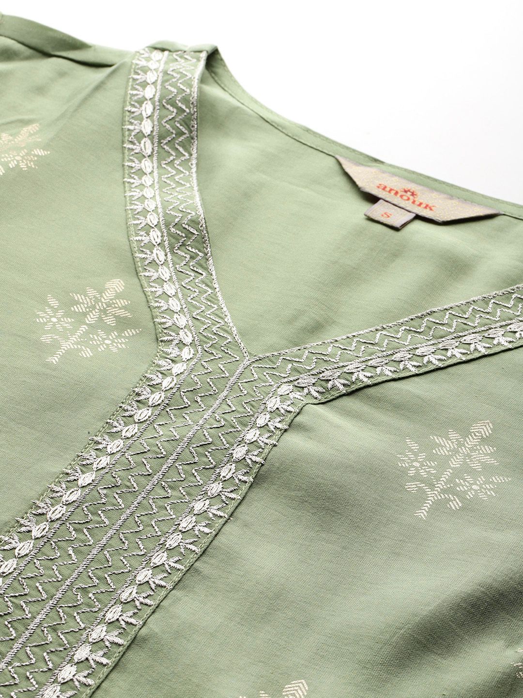 Anouk Printed Thread Work Kurta with Palazzos &  Dupatta