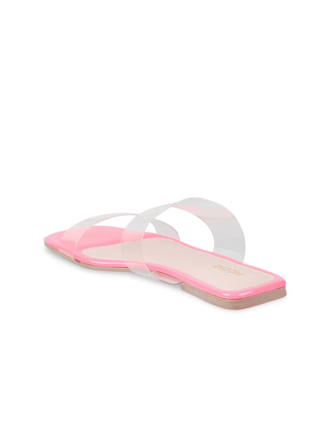 Mochi Women Pink Colourblocked Open Toe Flats