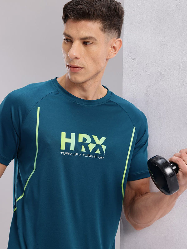 HRX oleh Hrithik Roshan Logo Jenama Cetak T-Shirt Latihan Rapid-Dry