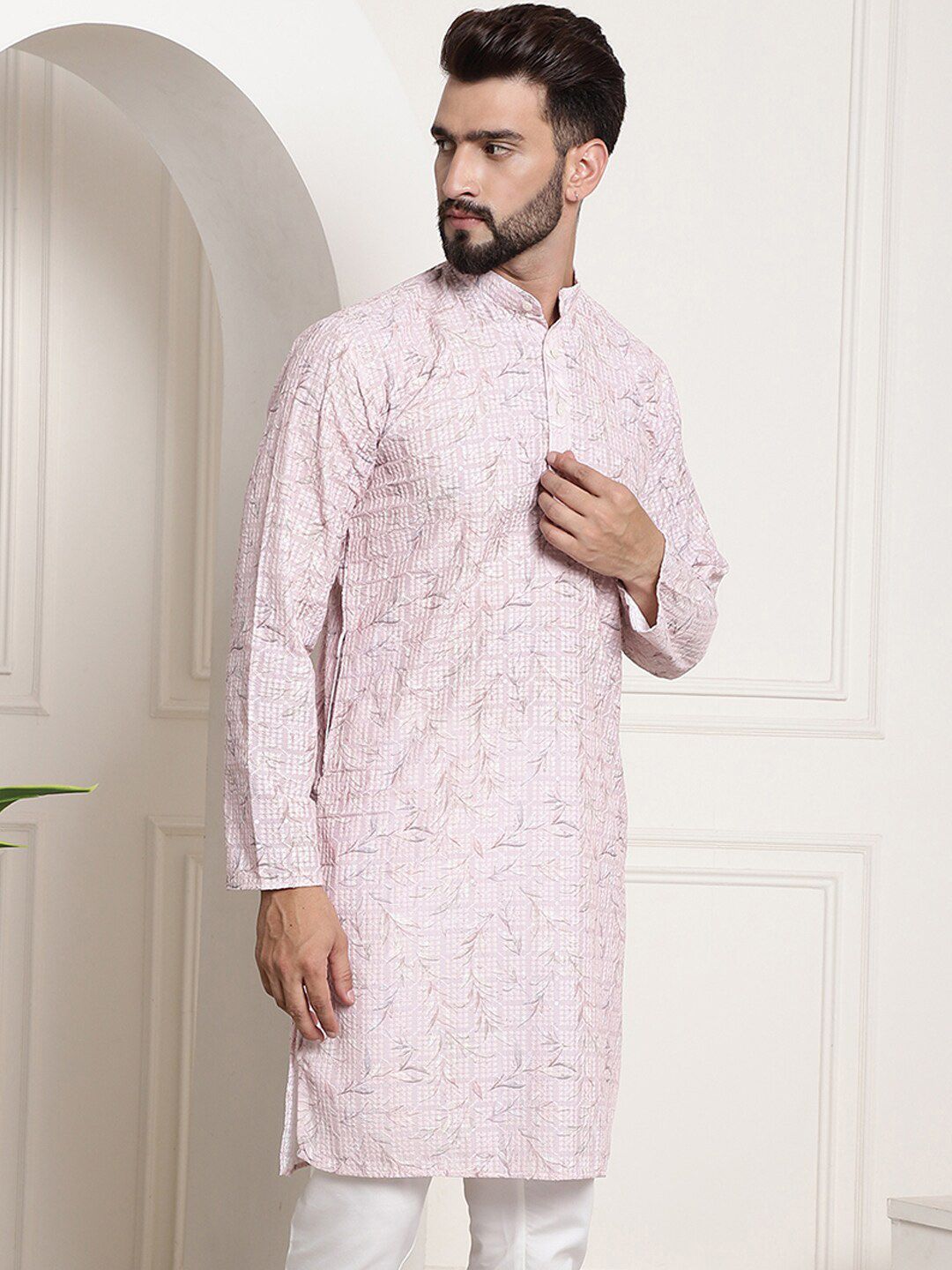 SOJANYA Kurta Kerja Benang Kolar Mandarin