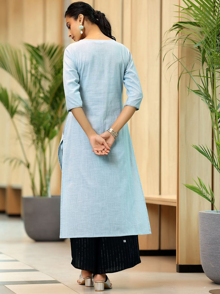 Libas Floral Yoke Design Cotton Straight Kurta