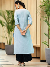Libas Floral Yoke Design Cotton Straight Kurta